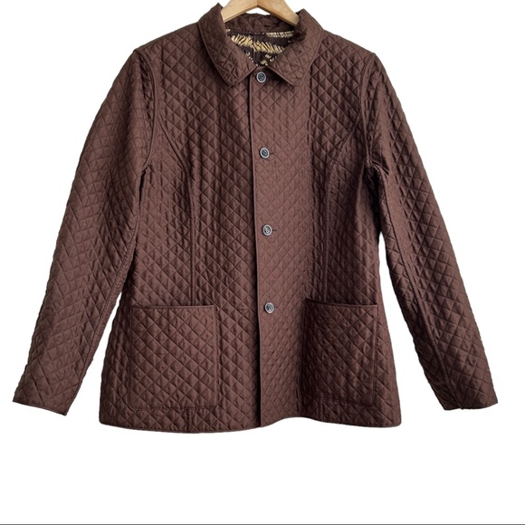 Don Caster Reversible Silk Animal Print Quilted Jacket (14) - Picture 1 of 15